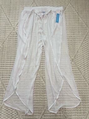 NWT Draper James White Gauze Tulip Hem Swim Cover Up Pants Size Large